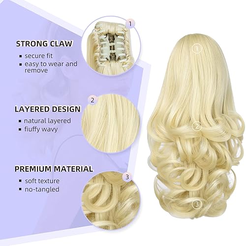 Miniatura 259 de Brown ponytail extension,16" claw clip hair extensions ponytail short curly hair ponytail Extension Natural Looking Synthetic Hairpiece for Women