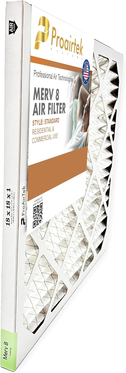 Proairtek AF18181M08SWH Model 18x18x1 Pack of 6 Air Filters, MERV 8; Ideal for Anyone Wanting Clean, Crisp Air in Their Home