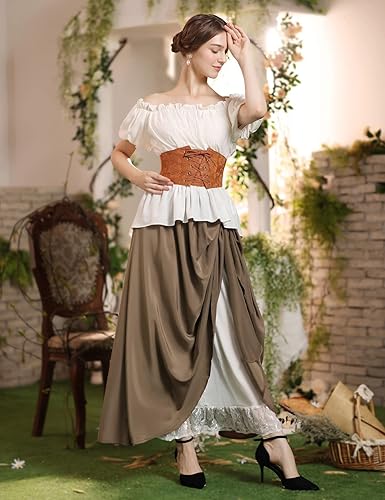 Miniatura 4 de Scarlet Darkness Falda larga maxi para mujer, falda renacentista de doble capa