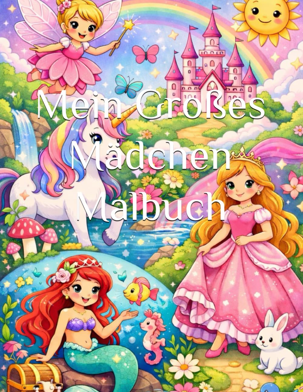 Mein Großes Mädchen Malbuch: Malbuch für Mädchen ab 4 Jahren mit Einhörnern, Feen, Meerjungfrauen und Prinzessinnen – Zauberhafte Motive zum Ausmalen