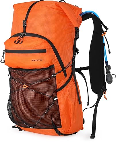 IX INOXTO Hiking Backpack 30L with 3L Bladder and Rain Cover (Orange)