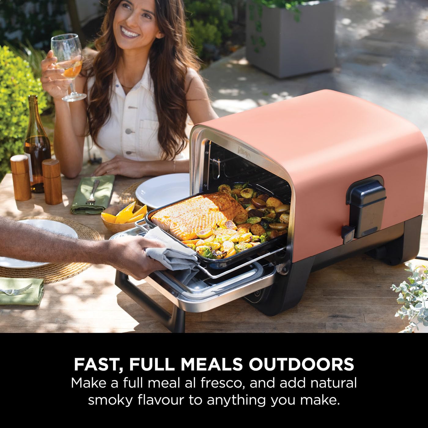 Ninja Woodfire Electric Outdoor Oven, 8-in-1 Pizza Oven, High-Heat Roaster & BBQ Smoker with Roast Rack, Pro-Heat Tray, Pizza Stone,Wood Pellets & Scoop, Electric,6 Pizza Settings,Burnt Orange OO101UK — view 15