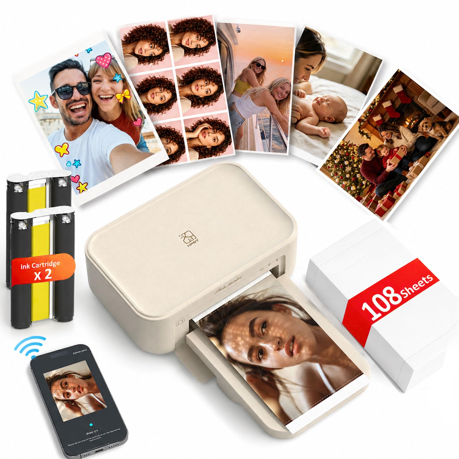 iDPRT CP4100 4x6 Photo Printer for Phone with 108 Sheets &amp; 2 Cartridges