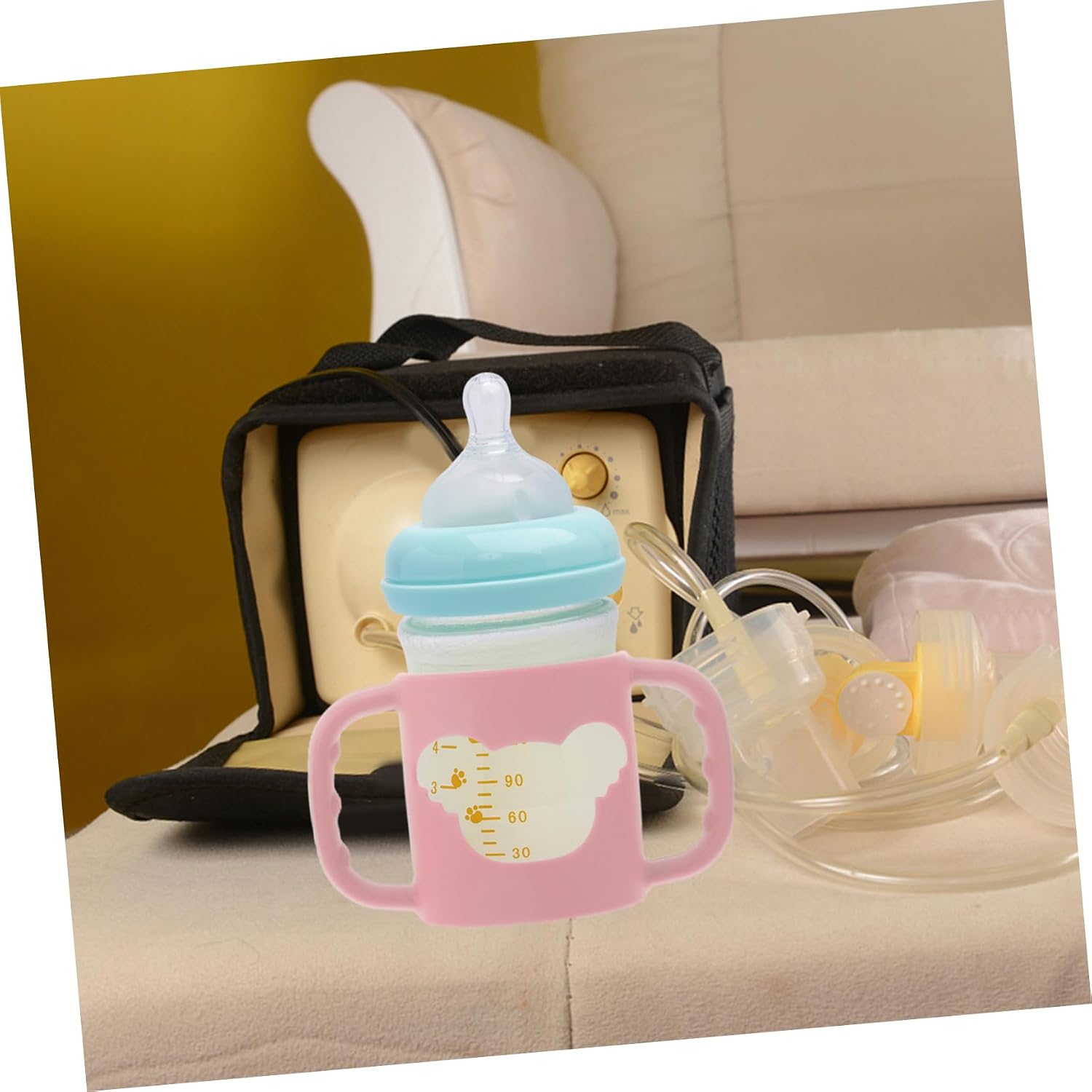 GLEAVI 4Pcs Silicone Milk Bottle Handles for Small Hands Ergonomic Soft Various Brands for Transitioning From Bottles to Cups