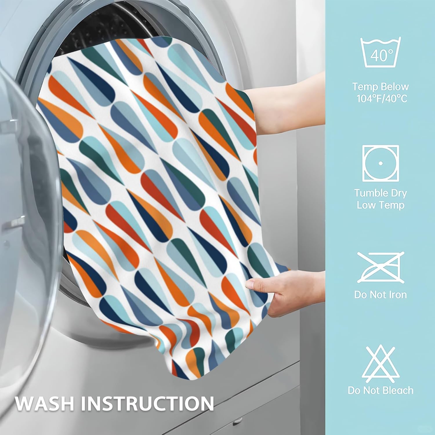 2 Pack Hand Towels for Bath,Retro Boho Drop Shapes Decorative Towels Highly Absorbent Soft Towels for Bathroom Beach Kitchen Spa Gym Face Towel 14x28 Inch - Image 5