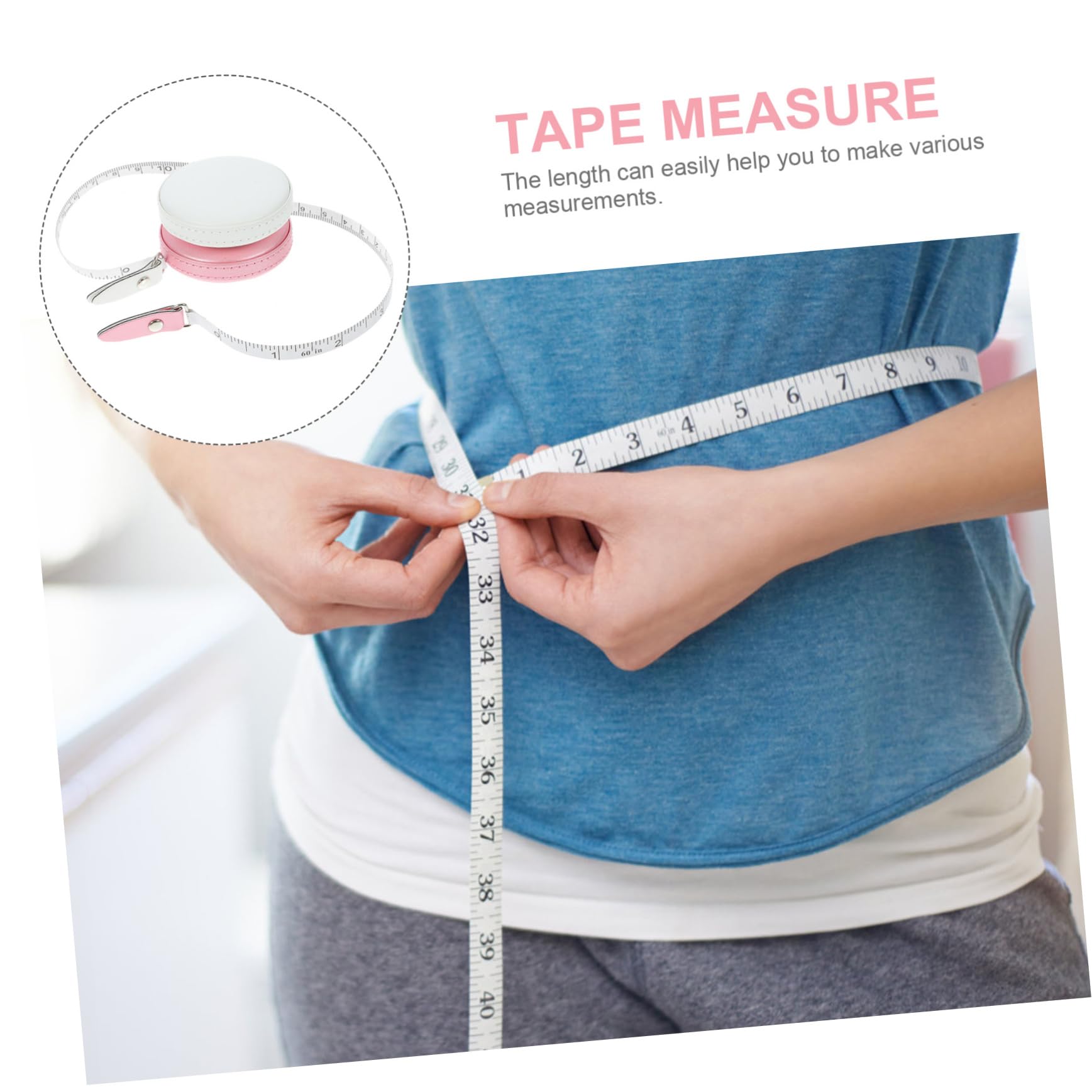 LALAFINA 2pcs Retractable Mini Tape Measure Leather Pocket Measuring Tape for Body Clothing