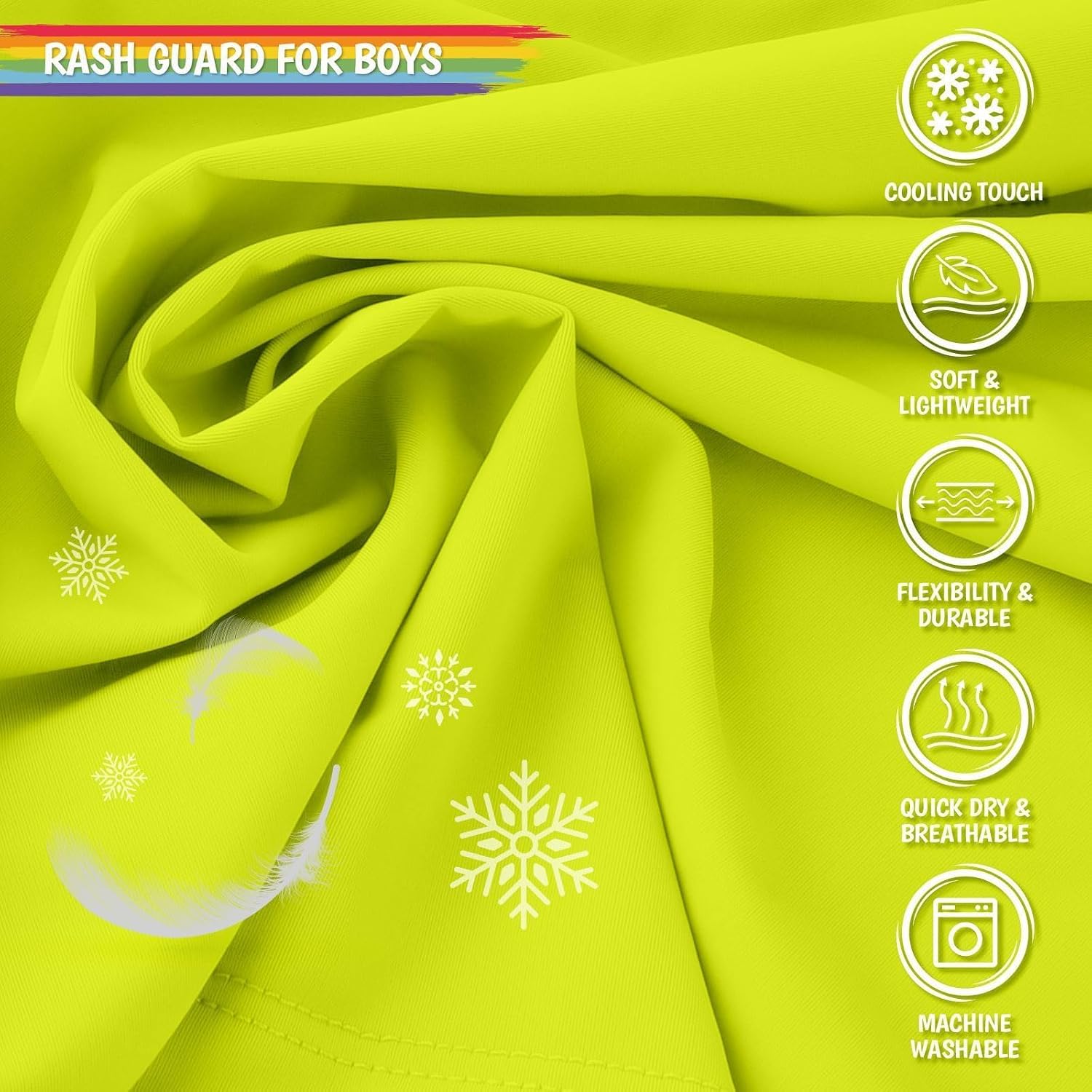 Boys Swim Shirts Long Sleeve Rash Guard Sun Protection UV SPF T Shirts Rashguard Swimwear Fishing Water Beach Shirts Lightweight for Toddler Kids Neon Yellow 5T