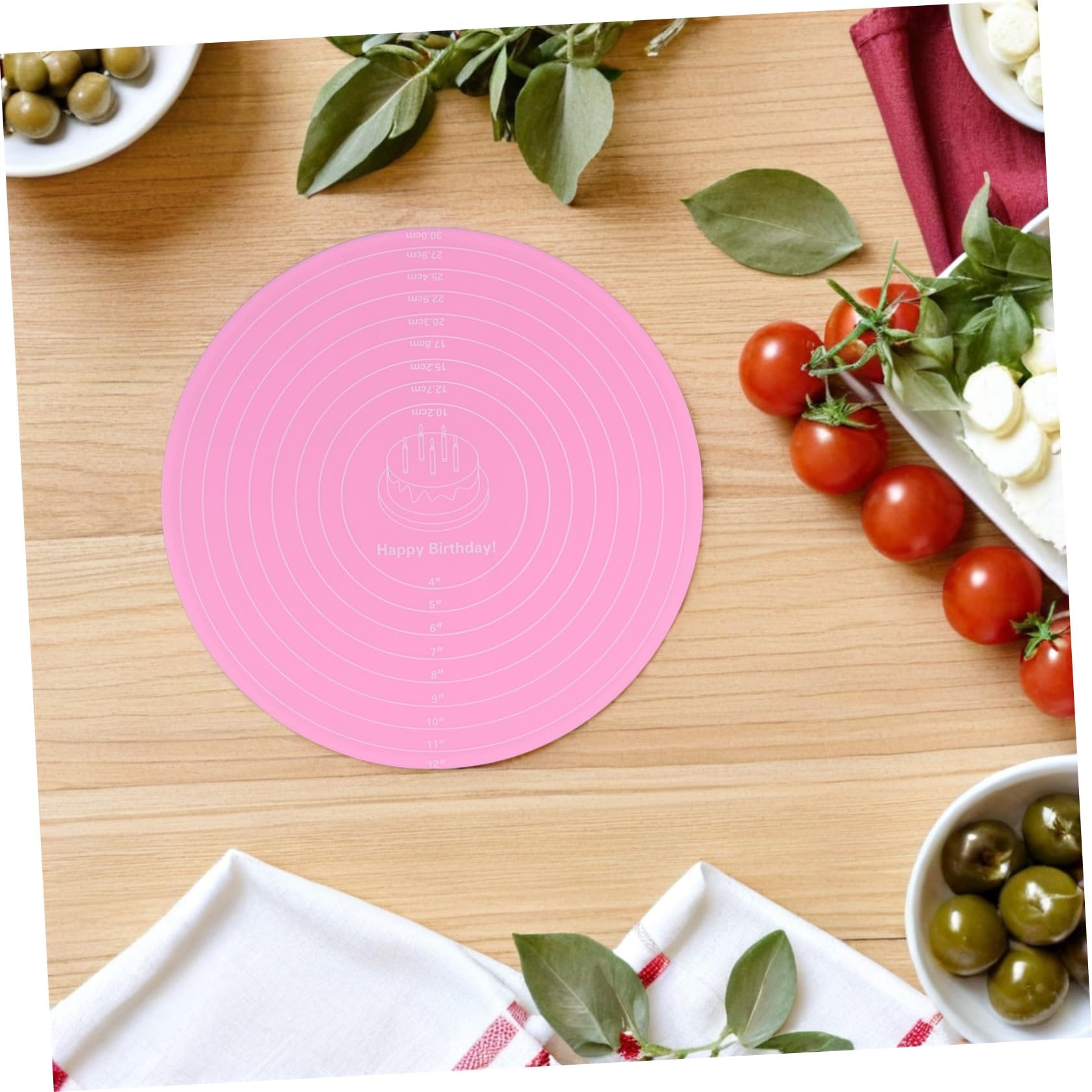 PRETYZOOM 12 Stck. Backmatte Runde Nicht-Schicht-Matte Silikonpolster Kuchen Back Antirutschmatte aus Silikon Maße Fondantmatte Silikontischmatten runde Tortenunterlage Kieselgel Rosa