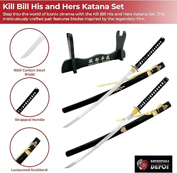 Kill Bill His and Hers Katana Set with Display Stand