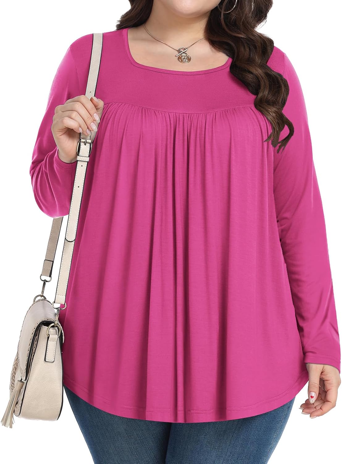 Womens Plus Size Tops Long Sleeve Shirts 2025 Fall Tunic Blouses 1X-5X - Image 2