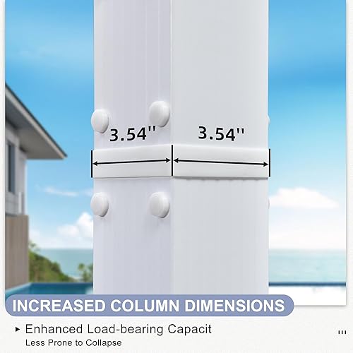 Miniatura 44 de PURPLE LEAF Pérgola de metal retráctil de 10 x 12 pies con toldo y cubierta de sombra para jardín, patio, terraza de playa, cenador, color blanco