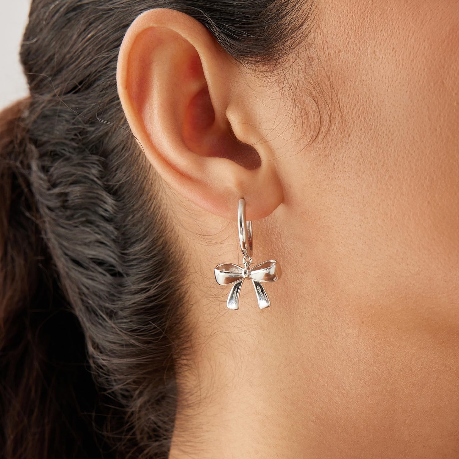 MUNDELL 14K Gold Plated Solid 925 Sterling Silver Post Bow Drop Earrings | Dainty Heart Waterdrop Hypoallergenic Drop Earrings for Women Jewelry Gift - Image 2