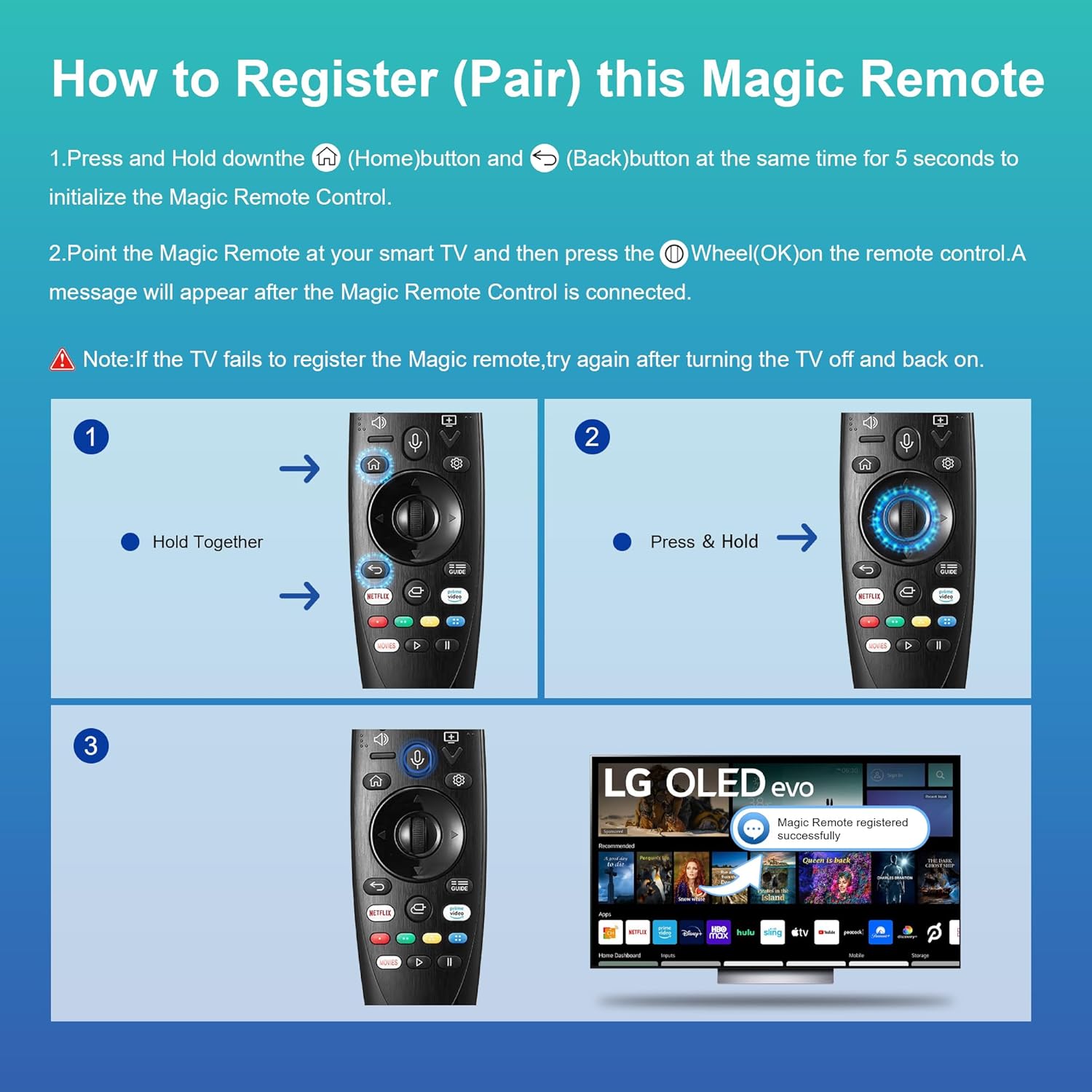 MR20GA for LG Magic Remote with Pointer and Voice Function - Replacement for Many LG Smart TV Models - Netflix and Prime Video Hot Keys, Google/Alexa