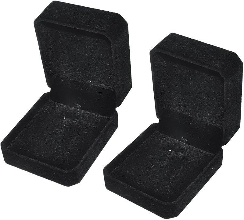 Caja clásica de terciopelo para collares, 2 uds., para regalo de joyería, vitrina con colgante negro para aniversario de compromiso de boda