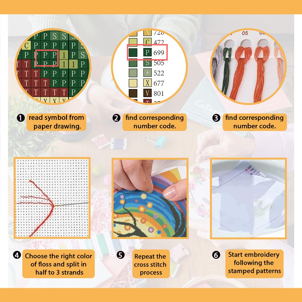 FREEBLOSS Cross Stitch Kits for Adults Tree of Life Stamped Full Range of Cross Stitching Pre Printed Cross Stitch Patterns Cross Stitch Wall Hanging Kit Embroidery Kit for Beginners 45x45cm - Image 4