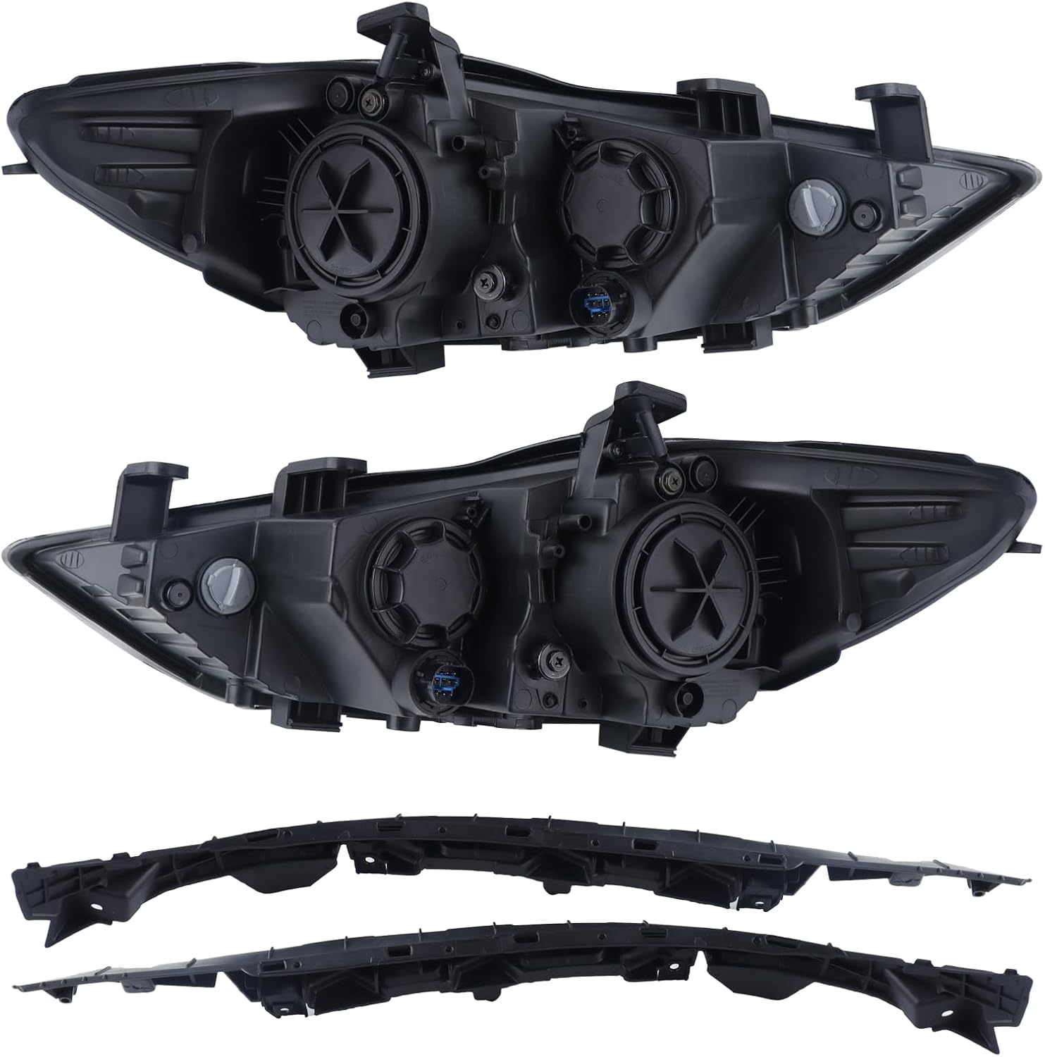 FEIDKS 4pc Halogen Headlights Head Lamps Assembly Mounting Brackets Compatible with 2017 2018 Hyundai Elantra Driver and Passenger Side, Replace# 92101F3000 92102F3000 86553F2000 86553F3000