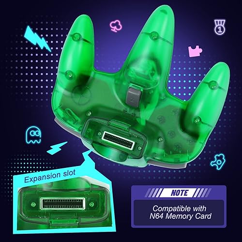 Miniatura 5 de FISUPER Wired N64 Controller Classic Gamepad Joystick for N64 Console (Clear Black + Clear Green)