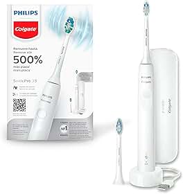 Philips Colgate Escova De Dente Elétrica Sonic Pro 35, Remove 500% Mais Placa, 2 Modos, Sensor De Pressão, Recarregável, Bivolt, 2 Cabeças, Estojo De Viagem