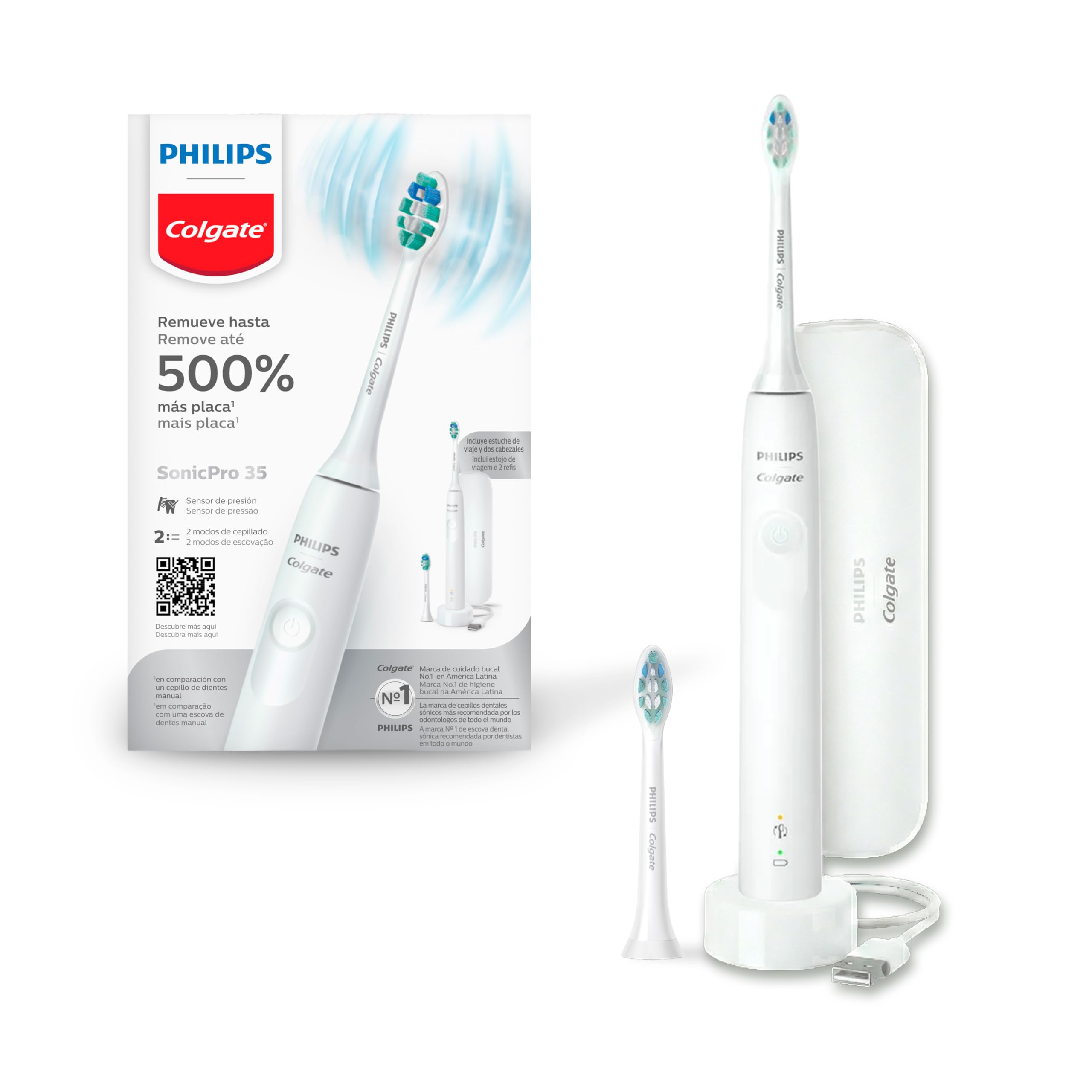 Philips Colgate Escova De Dente Elétrica Sonic Pro 35 — Remove 500% Mais Placa