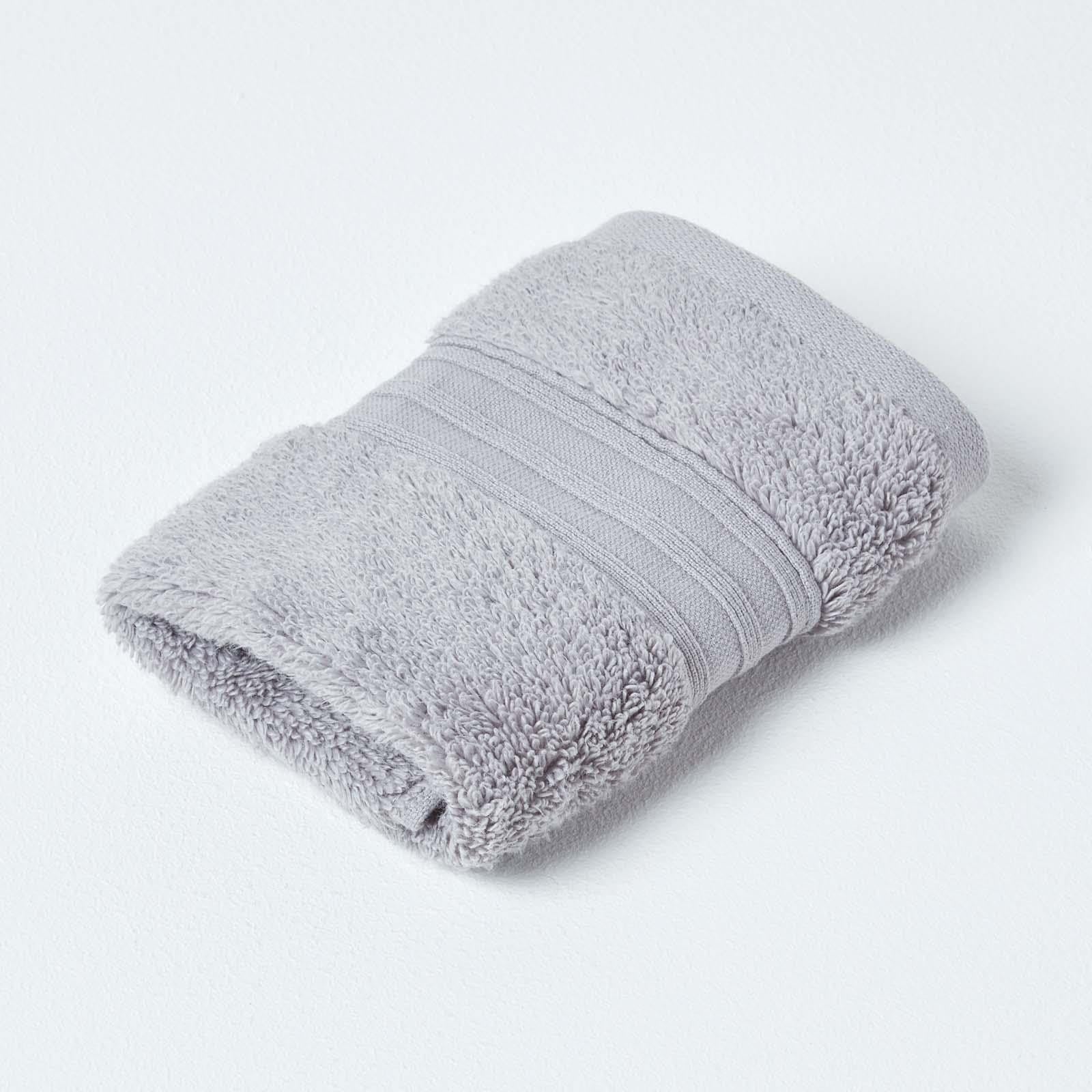HOMESCAPES Set of 4 Luxury Grey Soft 100% Supima Cotton Face Cloths Zero Twist Super Absorbent & Fluffy 550 GSM Thick Plain Flannel Wash Cloth