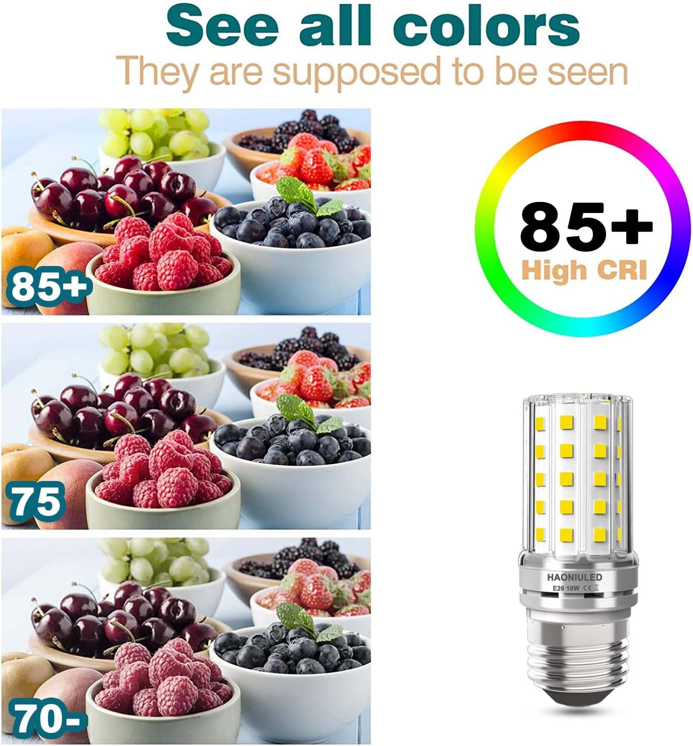 E26 LED Bulb 100W Equivalent, 4000K Natural White, 1000 Lumens, Non-Dimmable LED Light Bulbs 10W, Ceiling Fan led Bulbs, Tubular LED Corn Light Bulb, 5 Pack
