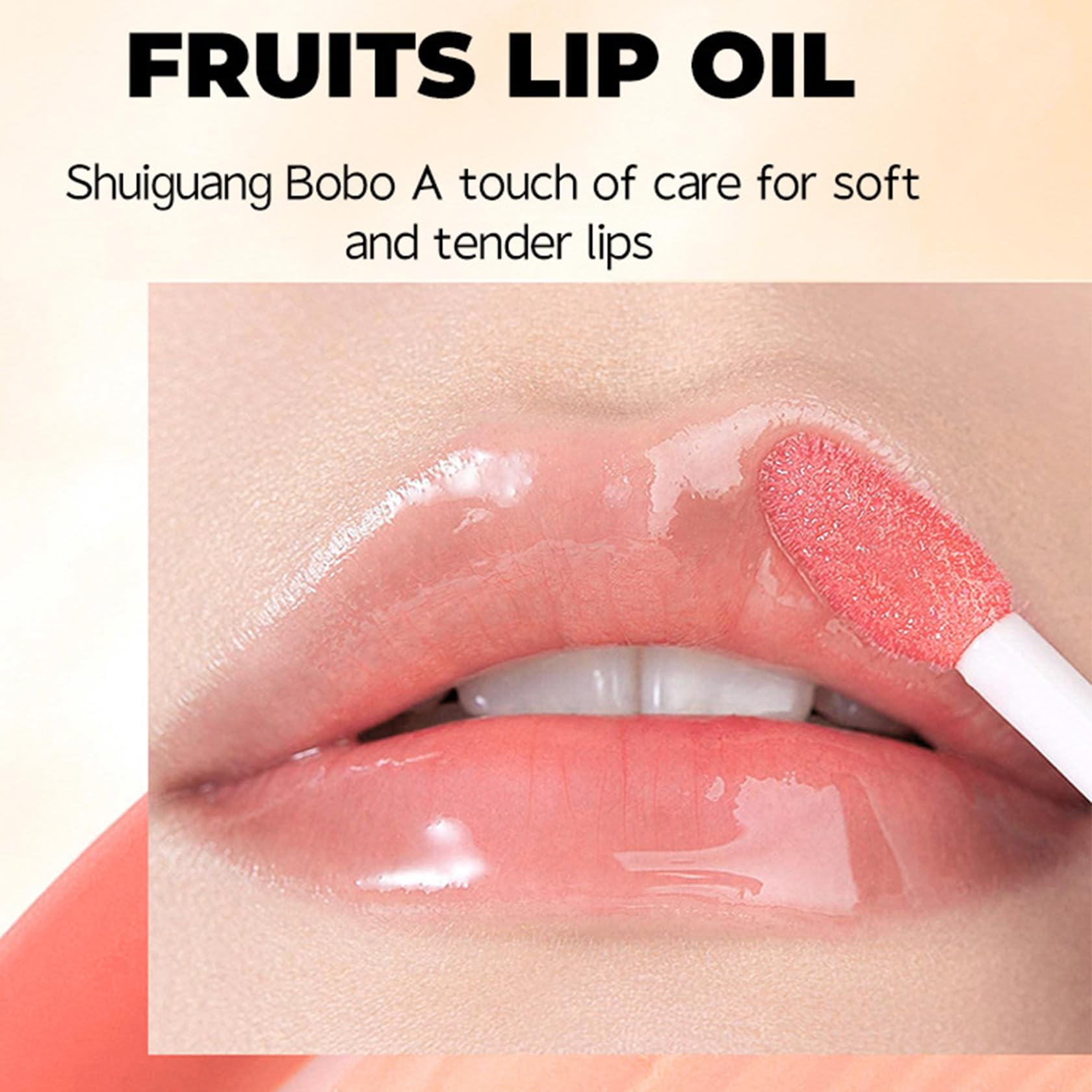 Clear Orange Lip Oil with Natural Shine Finish - Image 3