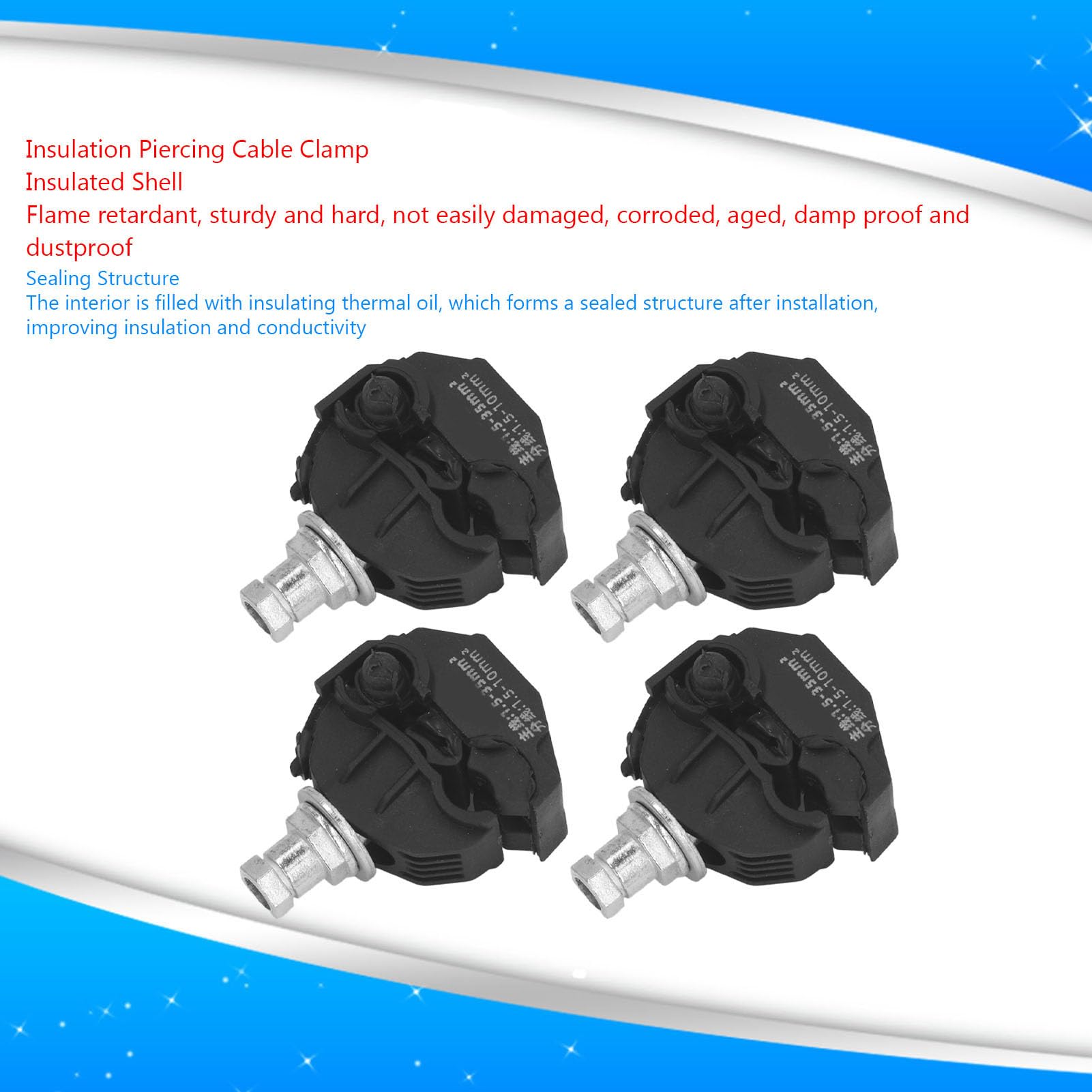 Tissting Conector de perforación de aislamiento, Conector Aislado Sellado de 1KV para Ramificación de Cable sin Pelar, JJC-1, Cobre Estañado, para Iluminación de Carretera y Potencia Industrial