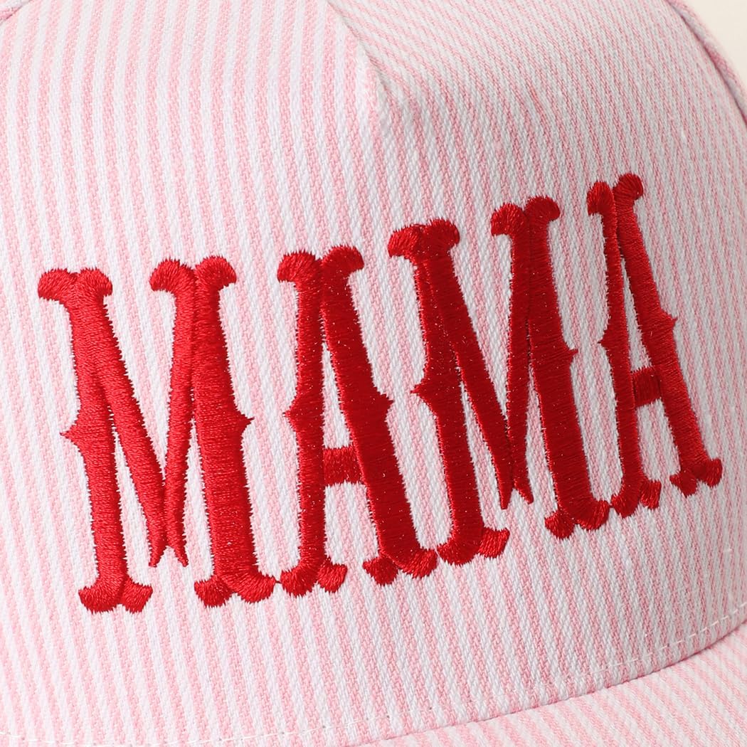 MIRMARU Mama & Dog Mom Theme Embroidered 5 Panel Cotton Trucker Snapback Cap Hat for Women