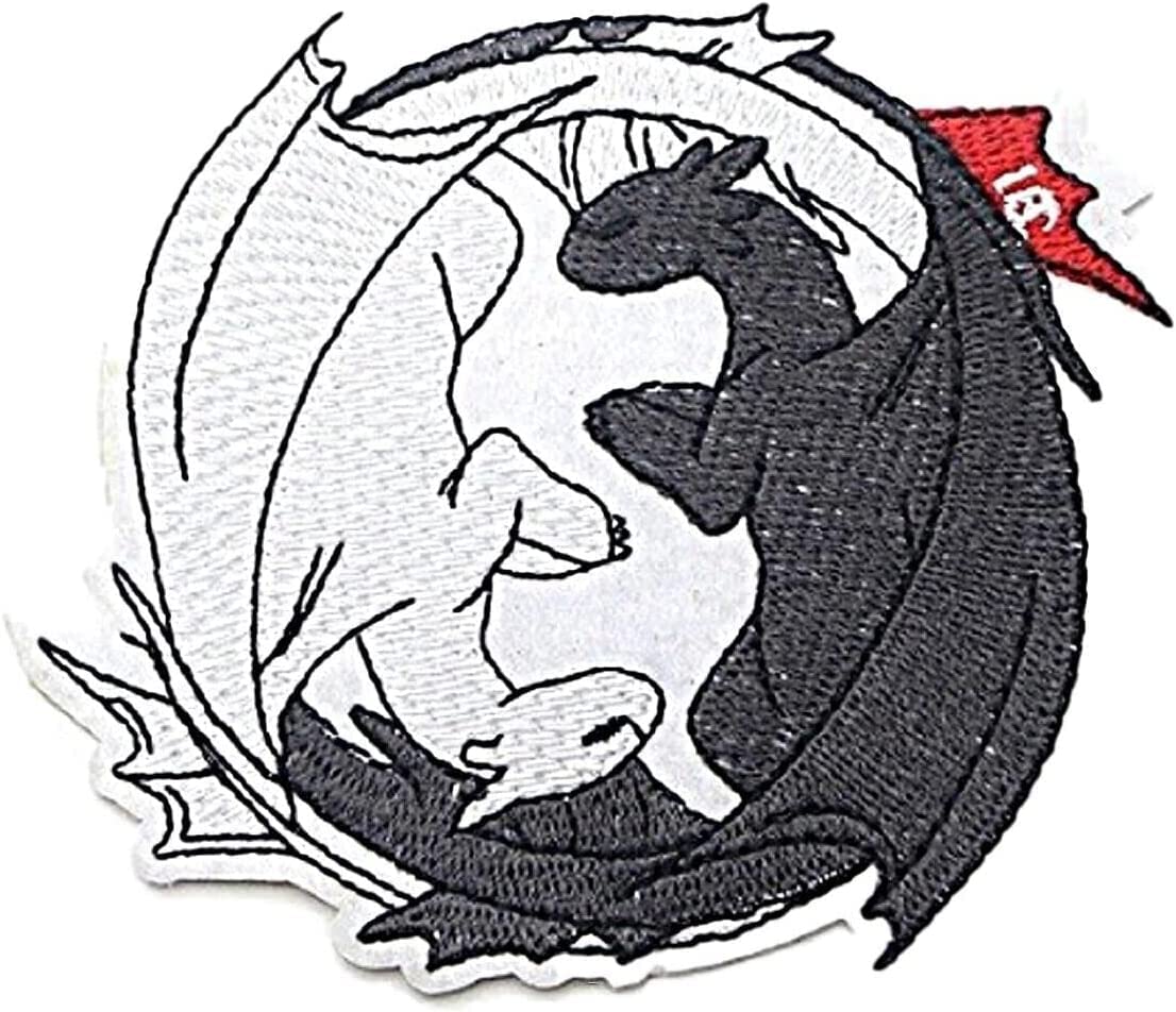 King of Dragons Toothless Night Fury & Lightfury Embroidered 3 1/2" Tall Patch