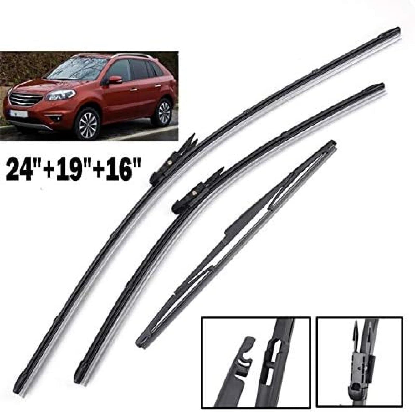 Coppia spazzole tergicristallo flat 60 48 cm per Renault