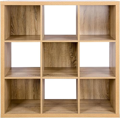 Miniatura 9 de PACHIRA US - Estante organizador de 9 cubos de almacenamiento, estantería abierta, estante de madera con placa posterior, acabado blanco