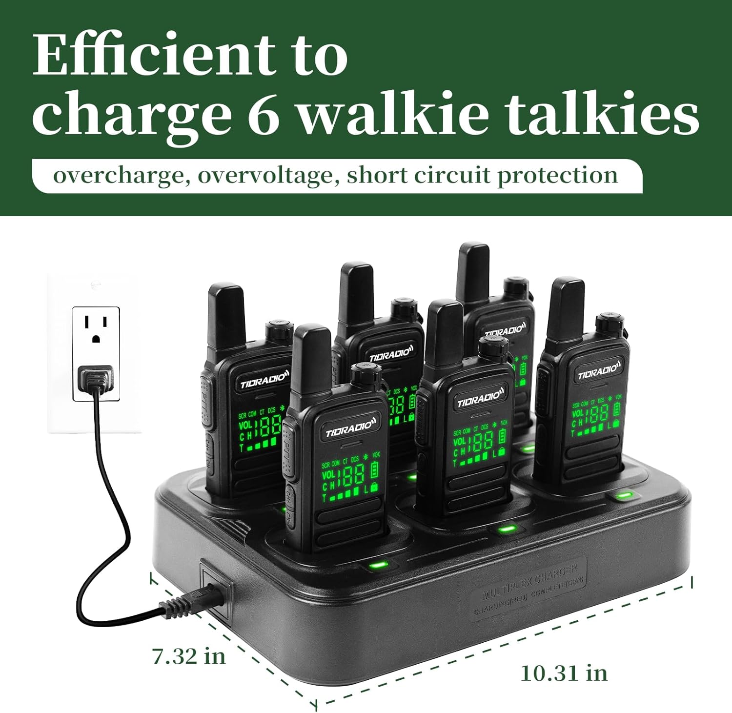TIDRADIO TD-M11 Waterproof Walkie Talkies for Adults,Wireless Programming,Emergency NOAA Weather Radio,Frequency Copy,Long Range Two Way Radios with 6 Way Gang Charger,for School Church Business-6Pack