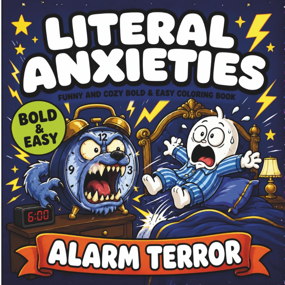 Literal Anxieties: Bold and Easy Coloring Book for Adults | 40+ Funny and Cozy Simple Designs for Stress Relief | Relatable Daily Life Puns for ... Series: Bold, Easy & Cozy Puns for Adults)