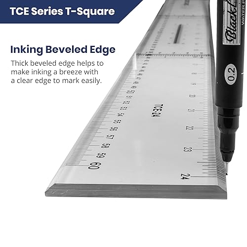 Vista 6 de Pacific Arc Cuadrado en T de 36 pulgadas, acrílico tradicional graduado en pulgadas y métrico, cabeza desmontable