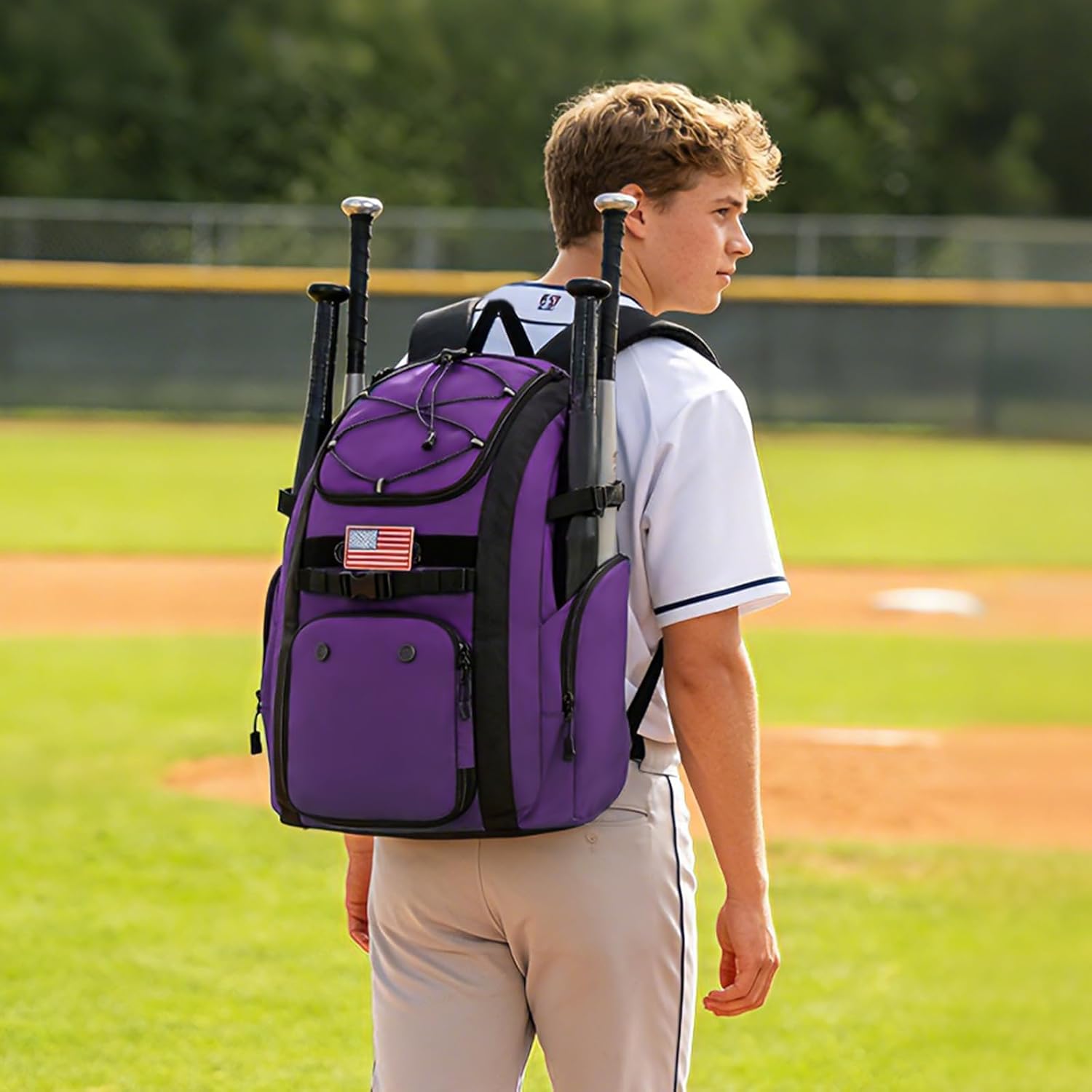 Goloni Baseball Bag, 60L Capacity Softball bag Holds 4 Bats for Youth & Adult, Baseball Bat Backpack with Shoes Compartment,Helmet Holder,Fence for Hook T-Ball, Softball Equipment, Baseball Gear