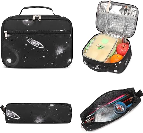 Miniatura 5 de Mochila escolar para niños, bolsa de libros para el espacio exterior con lonchera 3 en 1, Con color, Mochilas Daypack