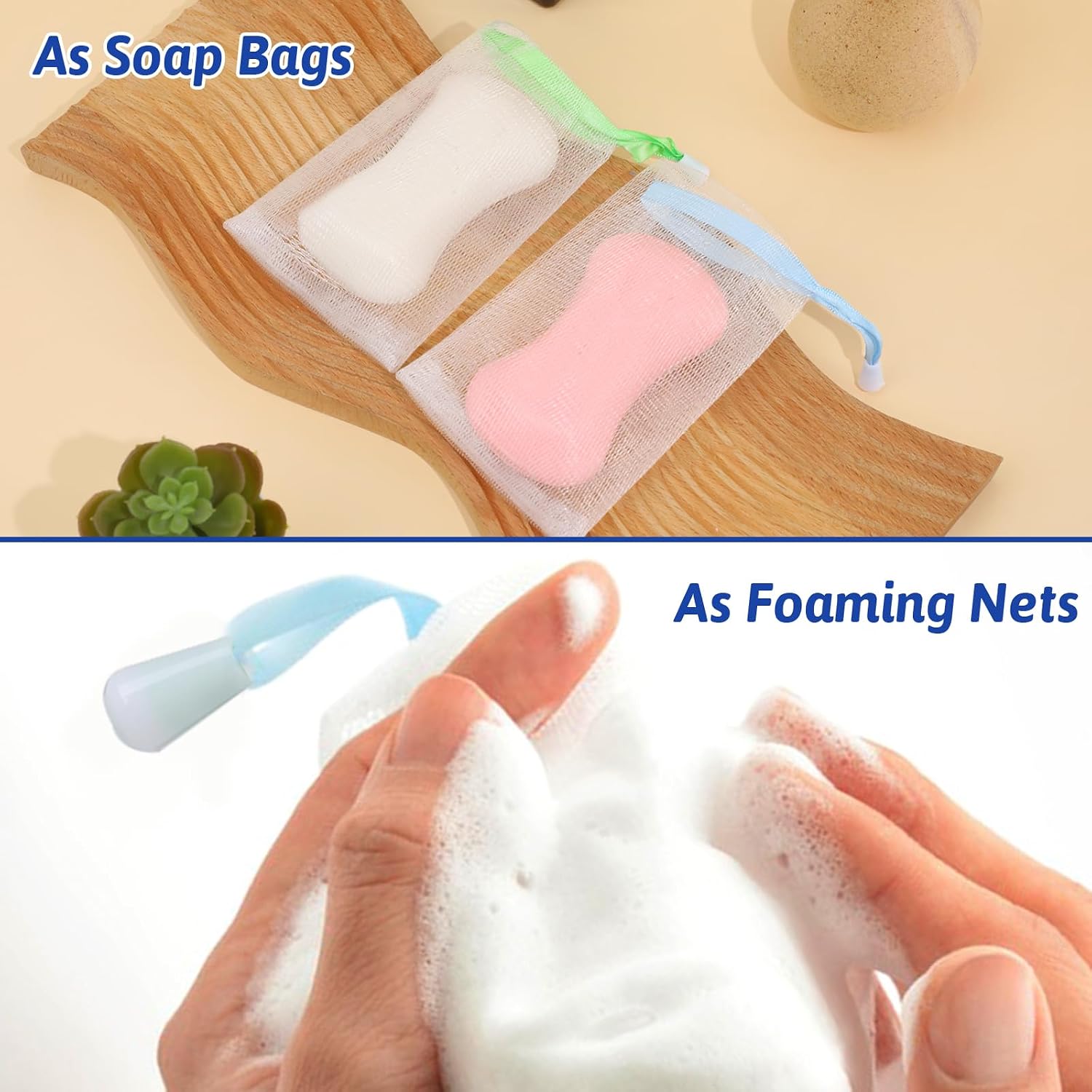 Mozeat Lens 5 PCS Soap Bags Handmade Soap Bubble Mesh Bags Exfoliating Soaps Saver Pouch Net Bag with Drawstring Body Facial Cleaning Tool for Bath & Shower (Assorted Colors)