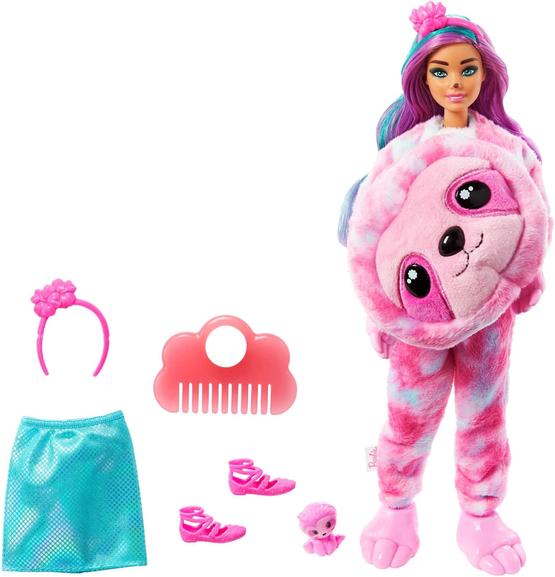 Barbie Cutie Reveal Fantasy Series Doll with Sloth Plush Costume & 10 Surprises Including Mini Pet & Color Change, Gift for Kids 3 Years & Older