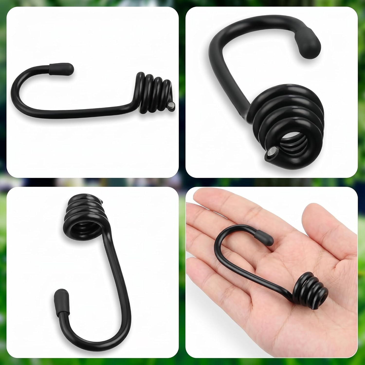 Ferraycle 40 Pieces 1/4 Inch Plastic Coated Bungee Cord Hooks Spiral Shock Cord Hook Wire Bungee Hooks End for Elastic Rope, Boating, Camping, Auto and Outdoor Uses