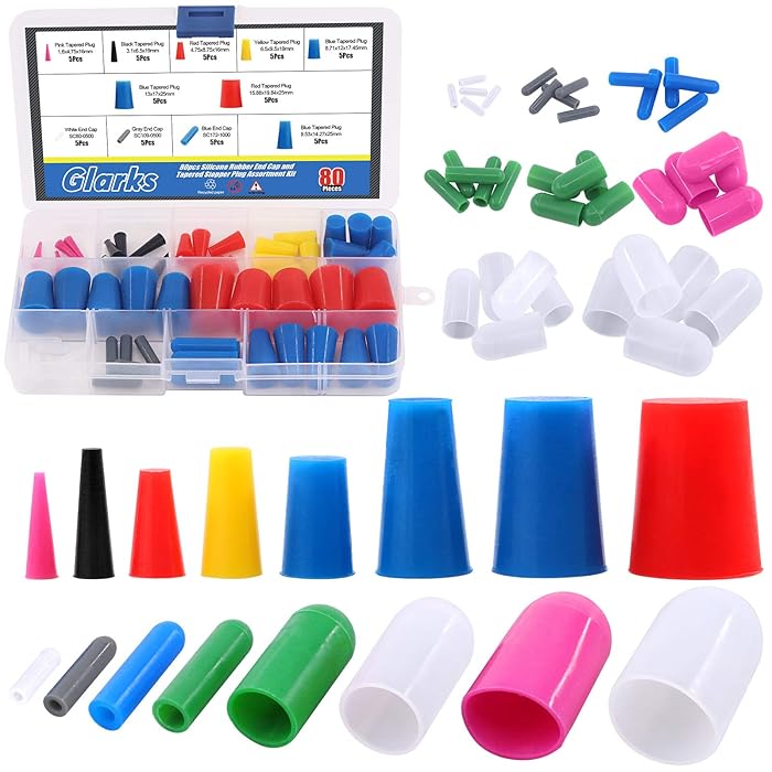 Buy Glarks 80Pcs Silicone Rubber End Cap and Tapered Stopper Plug