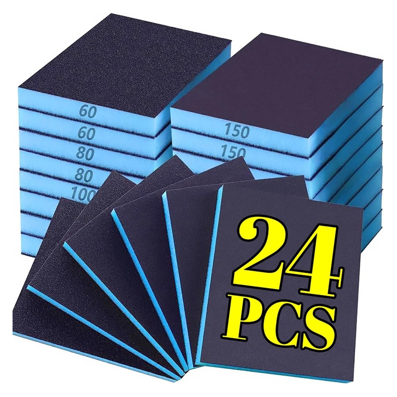 Spugna abrasiva riutilizzabile a umido e a secco, blocchi di carta vetrata a doppia faccia grossa for la lavorazione del legno, lucidatura dei metalli, tamponi a grana fine(18pcs- (3 sets))