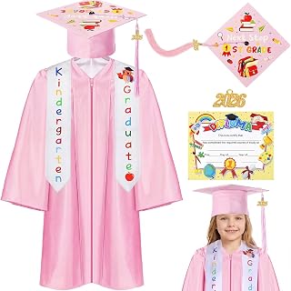 Retisee 7 Pieces 2026 Kindergarten and Preschool Graduation Cap Gown Stole Set with 2026 Tassel Diploma Grade Graduation