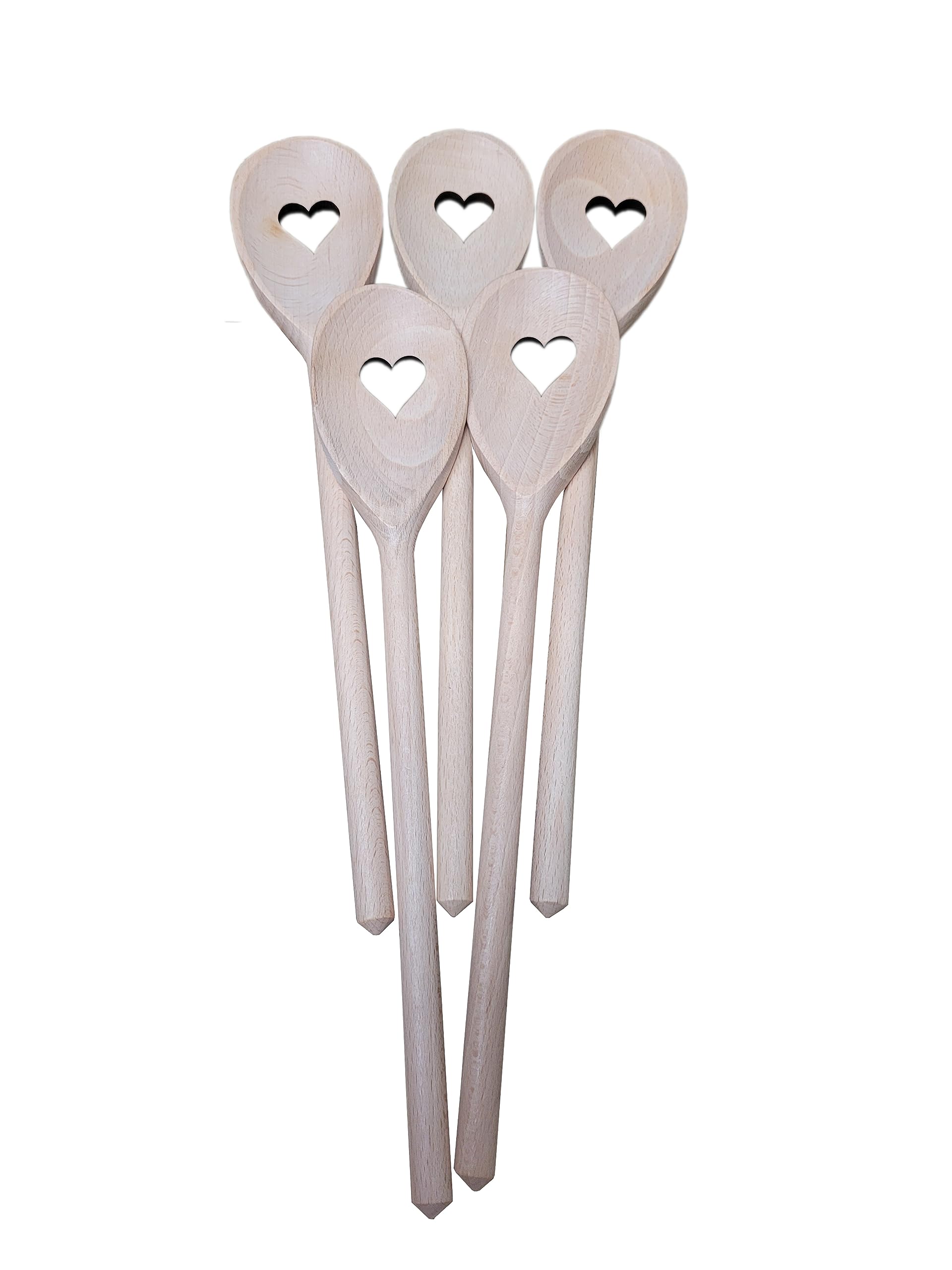 teemando® 2 cucchiaini da cucina in legno con cuore, 16 cm, rotondi, per cucinare e cuocere