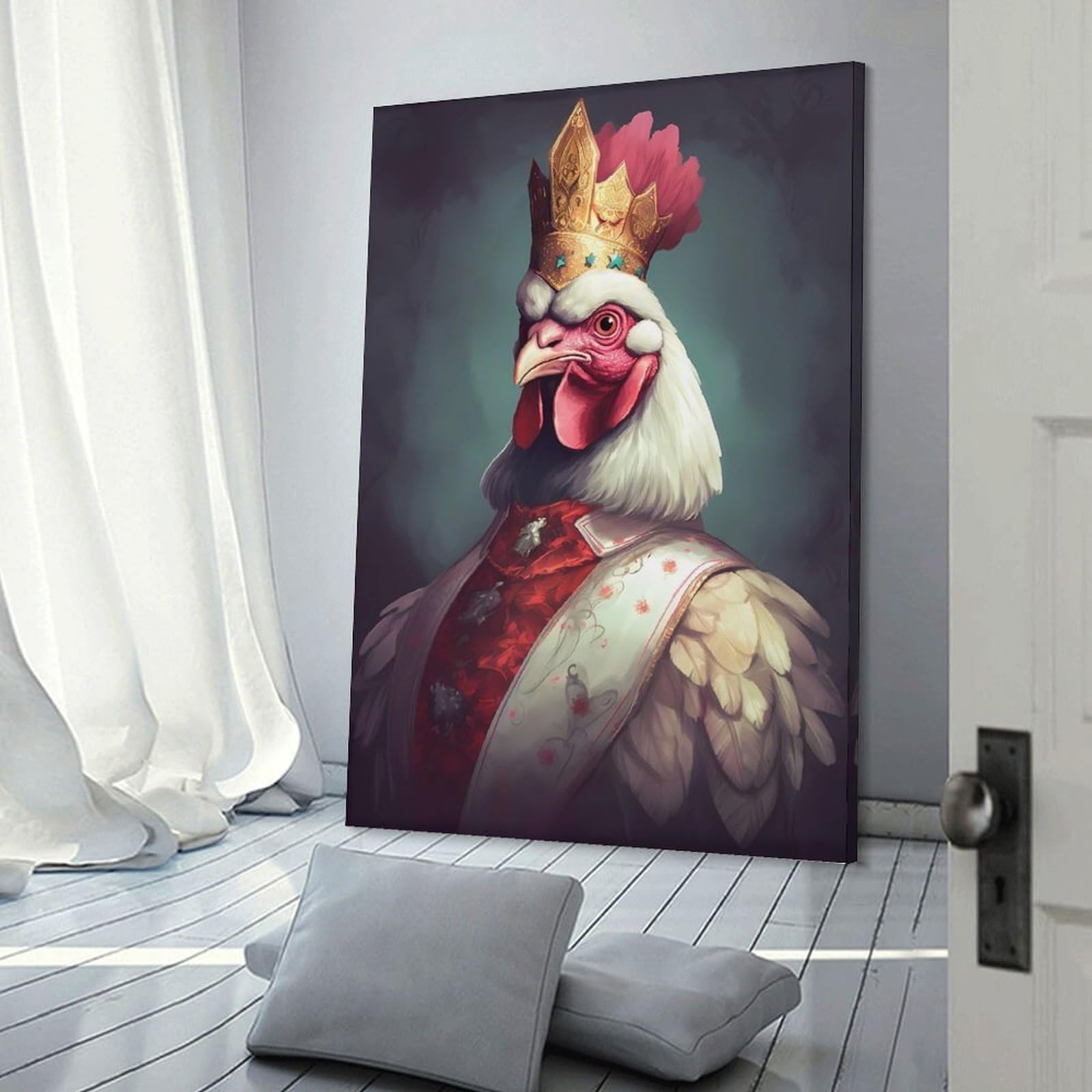Junmoney Canvas Wall Art Chicken Spellbound, 20x30inch(50x75cm), for Lounge Decor, Bedroom Walls Or Flats, A Home Accent with Warm Character