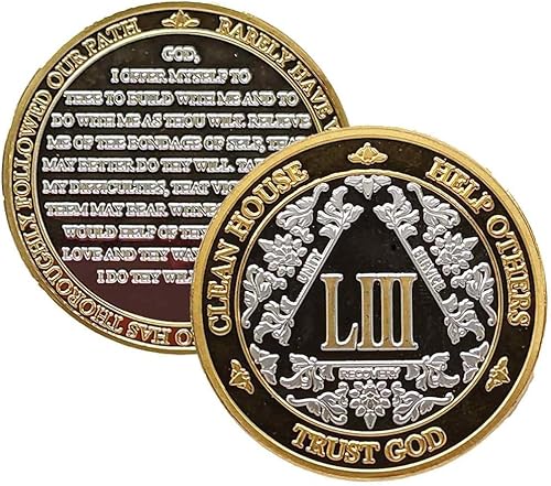 Miniatura 43 de Medallón anónimo de Alcohólicos Anónimos de Plata y Oro 1-60 años (20 años (XX)) Cápsula de Moneda AA Incluida