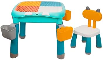 COIL Juego de sillas para niños, mesa infantil, mesa infantil, muebles infantiles, material: PP + ABS, 2 en 1, bloques o dibujo (pastel)