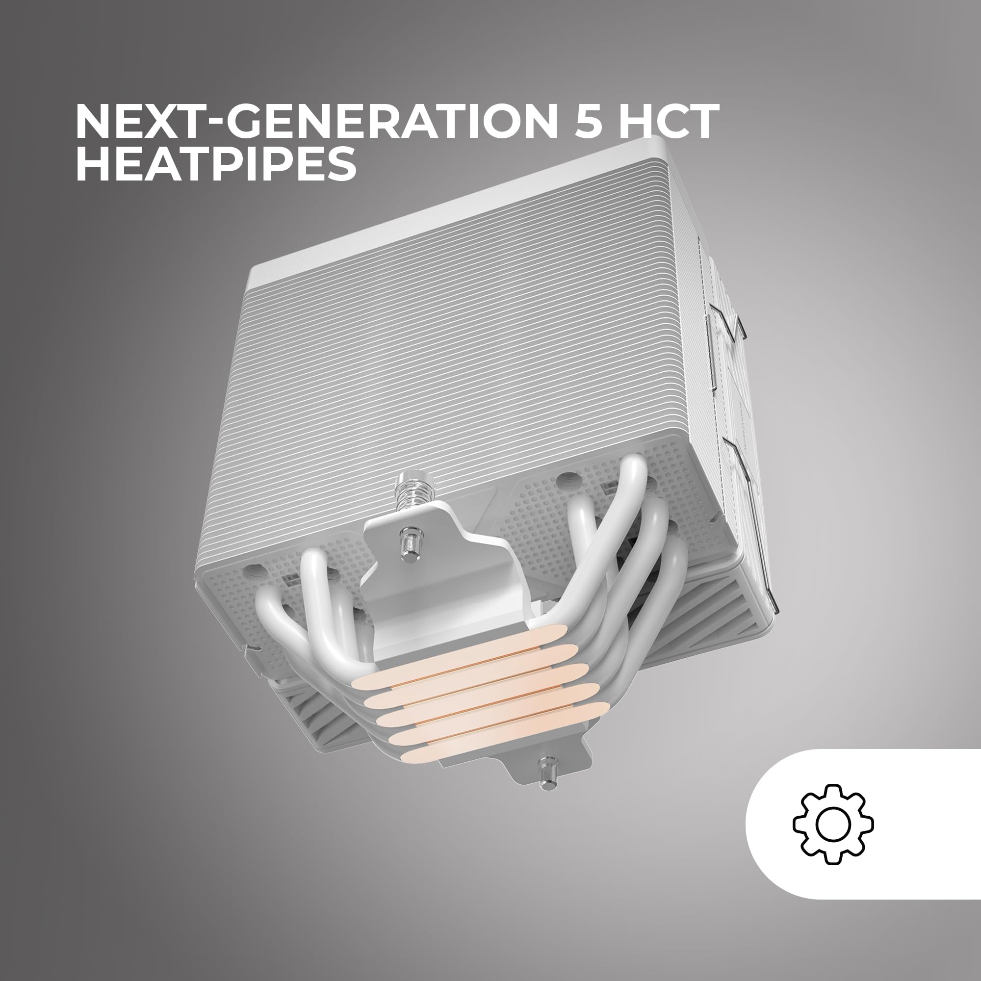 Mars Gaming MCPU-X5, Dissipatore CPU 280W TDP, 5x Heatpipes HCT Nuova Generazione, Ventola PWM SI Extreme-Silent 120mm, Nucleo in Rame Iperbilanciato, Compatibilità Universale Intel e AMD, Bianco