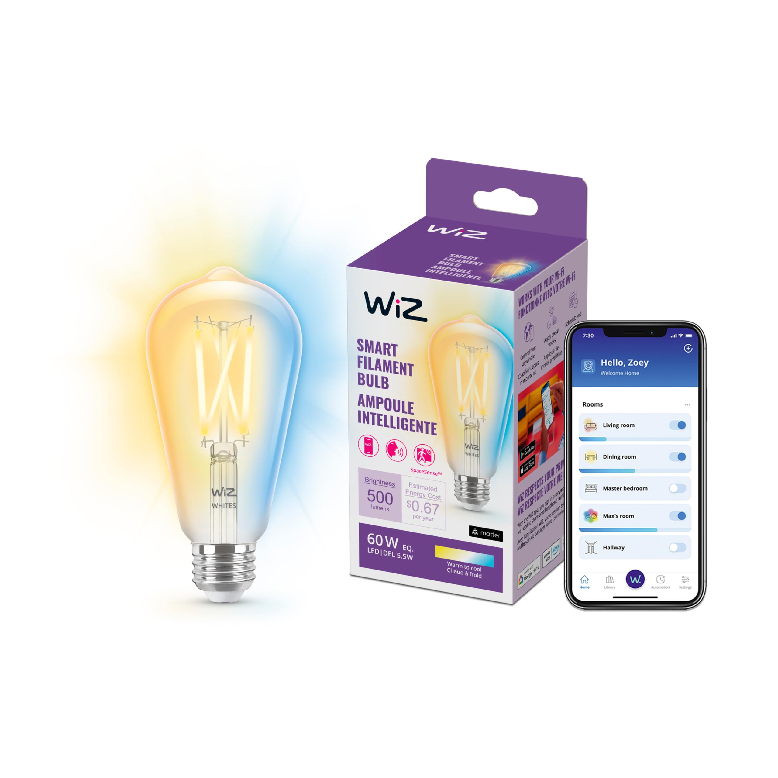 Amazon.com: WiZ Connected 60W ST19 Tunable White Filament LED