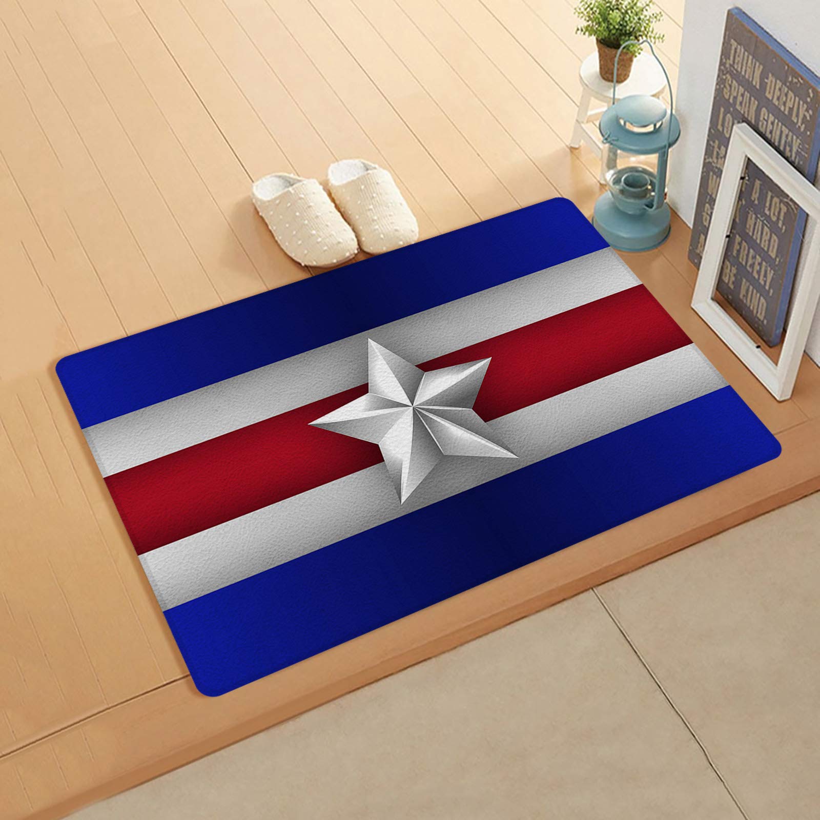 American Flag Day Welcome Outdoor Door Mat Indoor Doormat Bath Rugs Non Slip, Washable Cover Floor Rug Absorbent Carpets Floor Mat Home Decor for Kitchen Independence Day Star16 x24