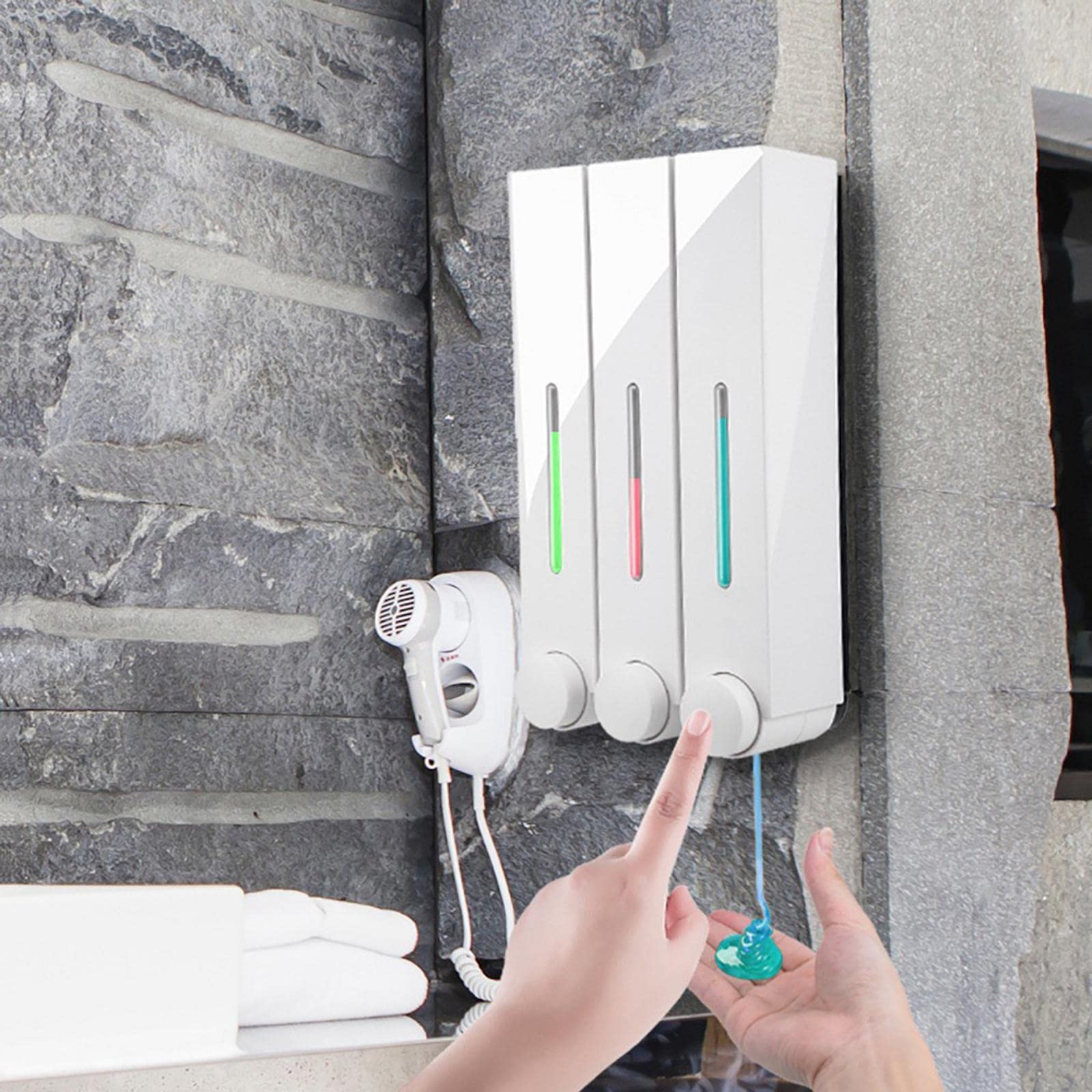 Dispensador de Jabón Líquido para Pared con Cámara Visible Y Bomba de Loción Recargable en Plástico Resistente Recipiente Antiséptico Adecuad,